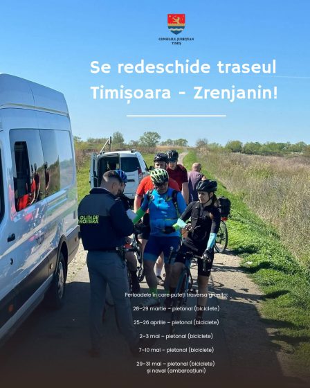 În acest weekend se redeschide punctul de trecere a frontierei pe pista Timișoara – Zrenjanin. Din luna mai, acces și pentru ambarcațiuni
